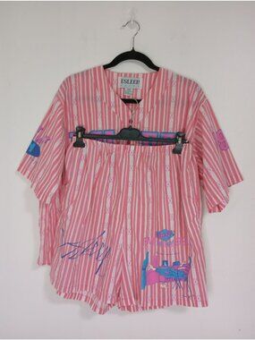 Esleep Boxer Pajama Set Graphic Prints Top Shorts L Cotton blend Women Pink